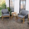 JONATHAN Y LVG1203A-3SET Aveiro 3-Piece Modern Bohemian Roped Acacia Wood Conversation Outdoor Patio Set with Cushions Coastal, Contemporary, Transitional, Rustic, Cottage, Beige/Light Teak(Cottage Gray/Teak Brown)
