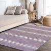 JONATHAN Y Machine Washable Indoor Area Rug 8X10 Dark Gray/Cream, Shutter Minimalist Striped Plaid for Living Room, Bedroom, Kitchen, Office, Easy-Cleaning, Pet-Friendly, Non-Shedding WSH305A-8(Lavender/Ivory)