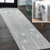 JONATHAN Y Machine Washable Indoor Area Rug 8X10 Dark Gray/Cream, Shutter Minimalist Striped Plaid for Living Room, Bedroom, Kitchen, Office, Easy-Cleaning, Pet-Friendly, Non-Shedding WSH305A-8(Doodle Cream/Dark Gray)