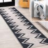 JONATHAN Y Machine Washable Ivory/Navy Indoor Area Rug 8X10 ft, Siksak Modern Chevron Border for Living Room, Bedroom, Kitchen, Office, Easy-Cleaning, Pet-Friendly, Non-Shedding WSH124A-8(Ivory/Navy)