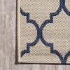JONATHAN Y Ogee Trellis Indoor Outdoor Runner Rug 2X8 Gray/Teal, Arabesque for Backyard, Patio, Porch, Easy-Cleaning, High Traffic, Pet-Friendly, Non-Shedding (SMB122B-28)(Beige/Navy)