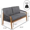 JONATHAN Y SFB1001A Arwen Modern Bohemian Roped Acacia Wood Outdoor Loveseat with Cushions Coastal, Contemporary, Transitional, Rustic for Backyard, Patio, Porch, Beige/Light Teak(Gray/Teak Brown)