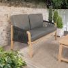 JONATHAN Y SFB1001A Arwen Modern Bohemian Roped Acacia Wood Outdoor Loveseat with Cushions Coastal, Contemporary, Transitional, Rustic for Backyard, Patio, Porch, Beige/Light Teak(Black/Light Teak)