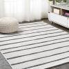JONATHAN Y SMB125D-8 Colonia Berber Stripe Indoor/Outdoor 8 ft. x 10 ft. Area Rug-, Contemporary, Bohemian, Minimalistic, Rustic, Pet Friendly, Stain Resistant, Bedroom, Backyard, Patio, Ivory/Black