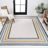 JONATHAN Y Stripe Reversible Washable Indoor Outdoor Area Rug 8X10 Cream/Navy, Pollux Classic Coastal Mitred for Backyard, Patio, Porch, Easy-Cleaning, Pet-Friendly, Non-Shedding (SVH105A-8)(3’11” x 6′ (Rectangular))