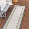 JONATHAN Y Stripe Reversible Washable Indoor Outdoor Area Rug 8X10 Cream/Navy, Pollux Classic Coastal Mitred for Backyard, Patio, Porch, Easy-Cleaning, Pet-Friendly, Non-Shedding (SVH105A-8)(2′ x 8′ (Runner))