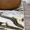 JONATHAN Y Swirl Marbled Gray/Black Runner Rug 2X8 ft, Abstract for Living Room, Bedroom, Kitchen, Office, Easy-Cleaning, High Traffic, Pet-Friendly, Non-Shedding SOR203C-28(Black/Yellow)