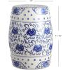 JONATHAN Y TBL1000A Lotus Flower 17.8″ Chinoiserie Ceramic Drum Indoor/Outdoor Garden Stool Bohemian, Coastal, Classic, Cottage, French Country, Traditional, Bathroom, Garden Room, Patio, Blue/White