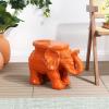 JONATHAN Y TBL1007C White Elephant 14.25″ Ceramic Indoor/Outdoor Garden Stool Coastal, Contemporary, Transitional, Patio, Garden Room, Bathroom, Living Room, Orange(Orange)