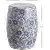 JONATHAN Y TBL1009A Lotus Blossom 17.5″ Chinoiserie Ceramic Drum Indoor/Outdoor Garden Stool Bohemian, Coastal, Classic, Cottage, French Country, Traditional, Bathroom, Garden Room, Patio, Blue/White(Garden Stool)