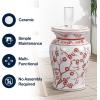 JONATHAN Y TBL1016A Cherry Blossom 17.7″ Ceramic Indoor/Outdoor Garden Stool, Coastal, Contemporary, Chinese Porcelain, Side Table, Plant Stand, Spill-Proof, Living Room, Garden Room,Patio, White/Blue(White/Red)