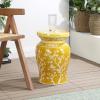 JONATHAN Y TBL1017C Cherry Blossom 17.75″ Ceramic Indoor/Outdoor Garden Stool Coastal, Contemporary, Transitional, Patio, Garden Room, Bathroom, Living Room, Green/White(Yellow/White)