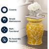 JONATHAN Y TBL1017C Cherry Blossom 17.75″ Ceramic Indoor/Outdoor Garden Stool Coastal, Contemporary, Transitional, Patio, Garden Room, Bathroom, Living Room, Green/White(Yellow/White)