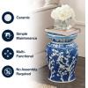 JONATHAN Y TBL1017C Cherry Blossom 17.75″ Ceramic Indoor/Outdoor Garden Stool Coastal, Contemporary, Transitional, Patio, Garden Room, Bathroom, Living Room, Green/White(Blue/White)