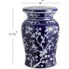 JONATHAN Y TBL1017C Cherry Blossom 17.75″ Ceramic Indoor/Outdoor Garden Stool Coastal, Contemporary, Transitional, Patio, Garden Room, Bathroom, Living Room, Green/White(Navy/White)
