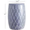 JONATHAN Y TBL1019A Moroccan Diamonds 18″ Ceramic Drum Indoor/Outdoor Garden Stool, Coastal, Contemporary, Side Table, Plant Stand, Spill-Proof, Living Room, Garden Room, Patio, Blue/White(Blue/White)