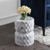 JONATHAN Y TBL1021A 17.5″ White Marble Finish Ceramic Garden Stool