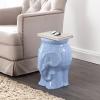 JONATHAN Y TBL1026A Orla 18.5″ Modern Bohemian Elephant Ceramic Indoor/Outdoor Garden Stool Modern, Bohemian, Mid-Century, Classic, Traditional, Cottage, Patio, Garden, Bathroom, Living Room, White(Blue)