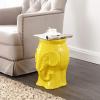 JONATHAN Y TBL1026A Orla 18.5″ Modern Bohemian Elephant Ceramic Indoor/Outdoor Garden Stool Modern, Bohemian, Mid-Century, Classic, Traditional, Cottage, Patio, Garden, Bathroom, Living Room, White(Yellow)