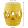 JONATHAN Y TBL1027A Lucky Coins 16″ Chinese Ceramic Drum Indoor/Outdoor Garden Stool Bohemian, Coastal, Classic, Cottage, French Country, Patio, Garden Room, Bathroom, Living Room, Blue/White(Matte Yellow)