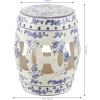 JONATHAN Y TBL1027A Lucky Coins 16″ Chinese Ceramic Drum Indoor/Outdoor Garden Stool Bohemian, Coastal, Classic, Cottage, French Country, Patio, Garden Room, Bathroom, Living Room, Blue/White(Blue/White)