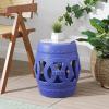 JONATHAN Y TBL1027A Lucky Coins 16″ Chinese Ceramic Drum Indoor/Outdoor Garden Stool Bohemian, Coastal, Classic, Cottage, French Country, Patio, Garden Room, Bathroom, Living Room, Blue/White(Matte Blue)