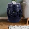 JONATHAN Y TBL1027A Lucky Coins 16″ Chinese Ceramic Drum Indoor/Outdoor Garden Stool Bohemian, Coastal, Classic, Cottage, French Country, Patio, Garden Room, Bathroom, Living Room, Blue/White(Navy)