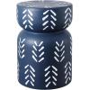 JONATHAN Y TBL1029A Kiri 18″ Modern Bohemian Arrow Pattern Drum Indoor/Outdoor Garden Stool, Navy/White