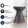 JONATHAN Y TBL1032A Xenia 17.75″ Modern Bohemian Terrazzo Indoor/Outdoor Drum Accent Table, Multi for Patio, Porch, Backyard(Black/White)