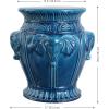 JONATHAN Y TBL1037A Anita 18″ Classic Vintage Ceramic Indoor/Outdoor 4-Elephant Garden Stool, Bohemian, Coastal, Cottage, Traditional, Spill-Proof, Living Room, Garden Room, Patio, White(Blue Cracks)