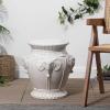 JONATHAN Y TBL1037A Anita 18″ Classic Vintage Ceramic Indoor/Outdoor 4-Elephant Garden Stool, Bohemian, Coastal, Cottage, Traditional, Spill-Proof, Living Room, Garden Room, Patio, White(White)