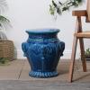 JONATHAN Y TBL1037A Anita 18″ Classic Vintage Ceramic Indoor/Outdoor 4-Elephant Garden Stool, Bohemian, Coastal, Cottage, Traditional, Spill-Proof, Living Room, Garden Room, Patio, White(Blue Cracks)