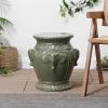JONATHAN Y TBL1037A Anita 18″ Classic Vintage Ceramic Indoor/Outdoor 4-Elephant Garden Stool, Bohemian, Coastal, Cottage, Traditional, Spill-Proof, Living Room, Garden Room, Patio, White(Antique Green)