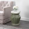 JONATHAN Y TBL1037A Anita 18″ Classic Vintage Ceramic Indoor/Outdoor 4-Elephant Garden Stool, Bohemian, Coastal, Cottage, Traditional, Spill-Proof, Living Room, Garden Room, Patio, White(Antique Green)