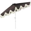 JONATHAN Y UMB1001 Collins 9 ft. Classic Cottage Tassel Market Patio Umbrella with Auto-Tilt, Crank, Wind Vent and UV Protection(Black/Cream)
