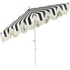 JONATHAN Y UMB1001 Collins 9 ft. Classic Cottage Tassel Market Patio Umbrella with Auto-Tilt, Crank, Wind Vent and UV Protection(Black/White/Cream)
