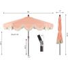 JONATHAN Y UMB1001 Collins 9 ft. Classic Cottage Tassel Market Patio Umbrella with Auto-Tilt, Crank, Wind Vent and UV Protection(Coral Pink/Cream)