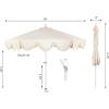 JONATHAN Y UMB1001 Collins 9 ft. Classic Cottage Tassel Market Patio Umbrella with Auto-Tilt, Crank, Wind Vent and UV Protection(Cream/Cream)