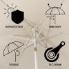 JONATHAN Y UMB1001 Collins 9 ft. Classic Cottage Tassel Market Patio Umbrella with Auto-Tilt, Crank, Wind Vent and UV Protection(Cream/Cream)