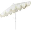 JONATHAN Y UMB1001 Collins 9 ft. Classic Cottage Tassel Market Patio Umbrella with Auto-Tilt, Crank, Wind Vent and UV Protection(Light Gray/White/Cream)