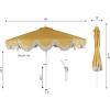 JONATHAN Y UMB1001 Collins 9 ft. Classic Cottage Tassel Market Patio Umbrella with Auto-Tilt, Crank, Wind Vent and UV Protection(Mustard Yellow/Cream)