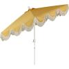 JONATHAN Y UMB1001 Collins 9 ft. Classic Cottage Tassel Market Patio Umbrella with Auto-Tilt, Crank, Wind Vent and UV Protection(Mustard Yellow/Cream)