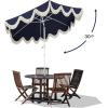 JONATHAN Y UMB1001 Collins 9 ft. Classic Cottage Tassel Market Patio Umbrella with Auto-Tilt, Crank, Wind Vent and UV Protection(Navy – White Pole)