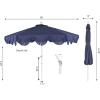 JONATHAN Y UMB1001 Collins 9 ft. Classic Cottage Tassel Market Patio Umbrella with Auto-Tilt, Crank, Wind Vent and UV Protection(Navy/Blue)