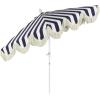 JONATHAN Y UMB1001 Collins 9 ft. Classic Cottage Tassel Market Patio Umbrella with Auto-Tilt, Crank, Wind Vent and UV Protection(Navy/White/Cream)