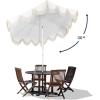 JONATHAN Y UMB1001 Collins 9 ft. Classic Cottage Tassel Market Patio Umbrella with Auto-Tilt, Crank, Wind Vent and UV Protection(White)
