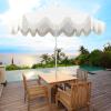 JONATHAN Y UMB1001 Collins 9 ft. Classic Cottage Tassel Market Patio Umbrella with Auto-Tilt, Crank, Wind Vent and UV Protection(White)