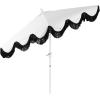 JONATHAN Y UMB1001 Collins 9 ft. Classic Cottage Tassel Market Patio Umbrella with Auto-Tilt, Crank, Wind Vent and UV Protection(White/Black)
