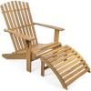 JONATHAN Y ADK1000D Saranac 2-Piece Traditional Rustic Acacia Wood Adirondack Chair with Detachable Ottoman Classic, Coastal, Cottage, Vintage, Farmhouse, White(Teak Brown)