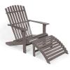 JONATHAN Y ADK1000D Saranac 2-Piece Traditional Rustic Acacia Wood Adirondack Chair with Detachable Ottoman Classic, Coastal, Cottage, Vintage, Farmhouse, White(Gray Wash)
